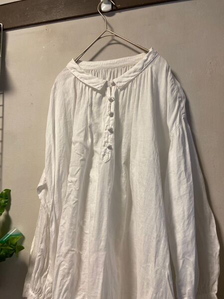 nest Robe ブラウス 長袖 中古美 定番品 リネン100% くるみボタン シャツ