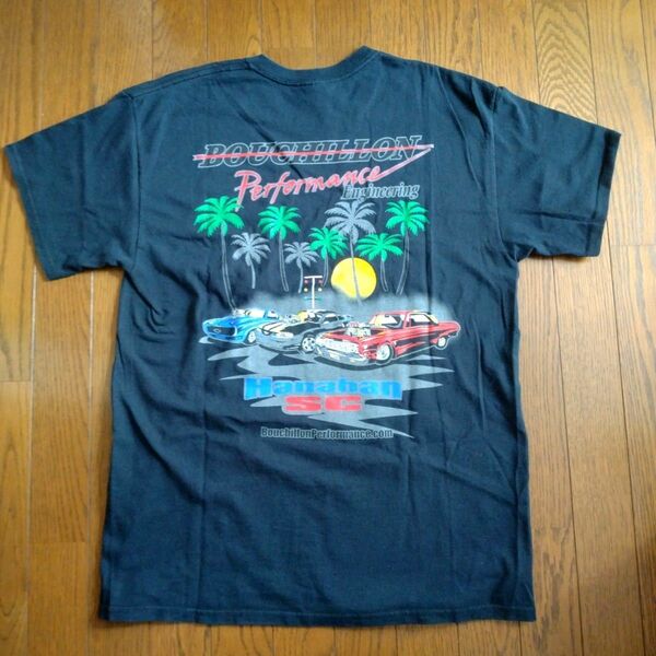 ギルダン Tシャツ ホンジュラス製 アメカジ カスタムカー アメ車 シボレー マスタング 黒 スミクロ L 古着