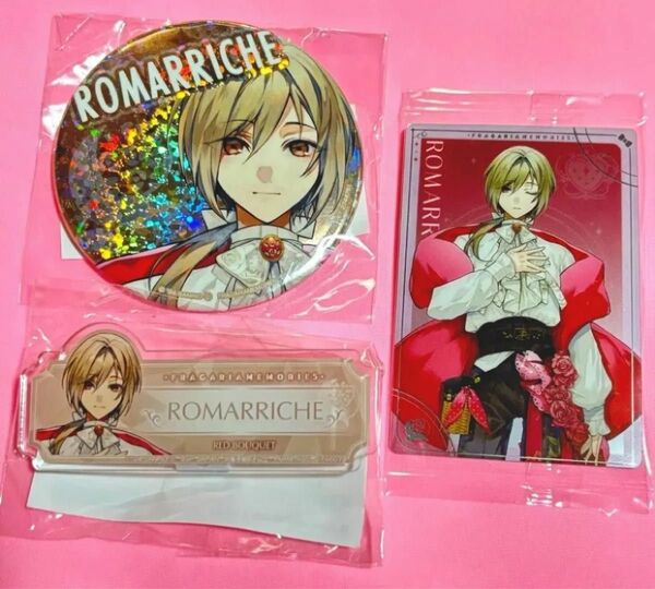 フラガリアメモリーズ フラメモ ロマリシュ プライズ 缶バッジ アクリルバッジ ウエハース カード 3点セット 即購入◎