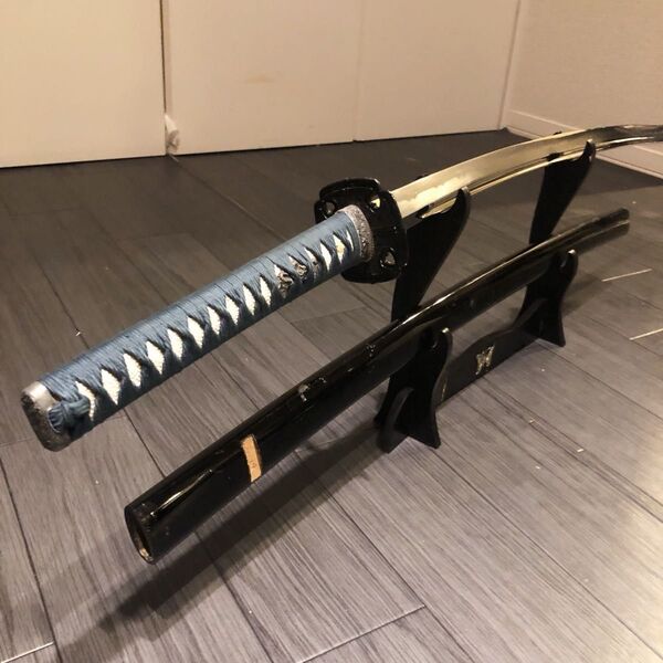 最高級模造刀 高級居合刀 樋入り刀身 青緑拵え 亜合金刀身 名刀