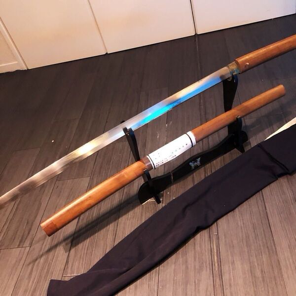 刃渡65.3cm 在銘 昭和二十年 日本刀 反り1.2cm 長物 刀袋付き