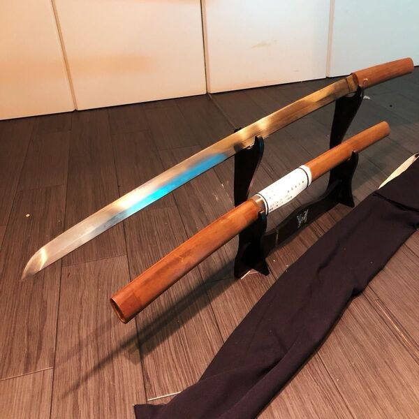 刃渡65.3cm 在銘 昭和二十年 日本刀 反り1.2cm 長物 刀袋付き 変更届用紙付き