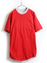 70's USA製 ビンテージ ★ RUSSELL ラッセル リバーシブル カレッジ プリント 半袖 Tシャツ ( メンズ L ) 古着 70年代 半袖Tシャツ 赤 灰_画像6