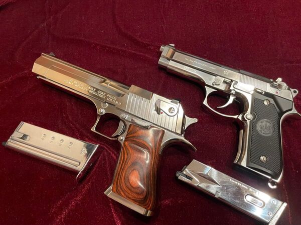 東京マルイ製 クロームステンレス M92F デザートイーグル アルタモントグリップ リアルウッド