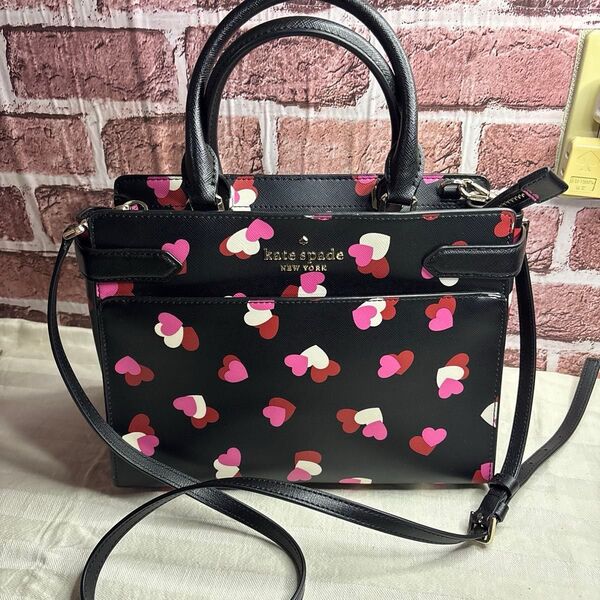 綺麗kate spadeケイトスペードハート柄バッグ2wayショルダーバッグ