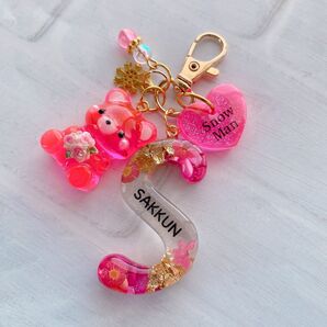 イニシャル キーホルダー ピンク