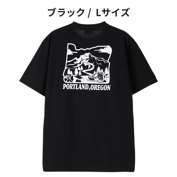 即決☆コロンビア ヤハラ半袖Tシャツ BB/Lサイズ ネコポス 半袖 ブラック 黒 L フロントプリント 速乾 UVカット UPF50 ヤハラフォレスト