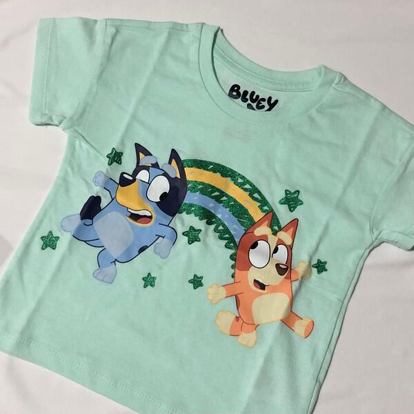 ブルーイ★3T 黄緑 虹Tシャツ Bluey ビンゴ