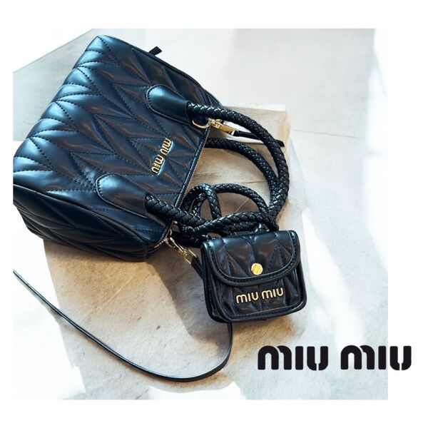 ミュウミュウ miu miu ハンドバッグ レザー ブラック