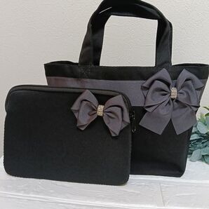 【価格の相談・値引き不可×】ポーチとお揃いリボン*トートバッグ