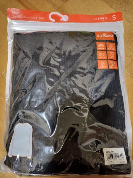 新品未開封 GU WARM ワッフルクルーネックT S