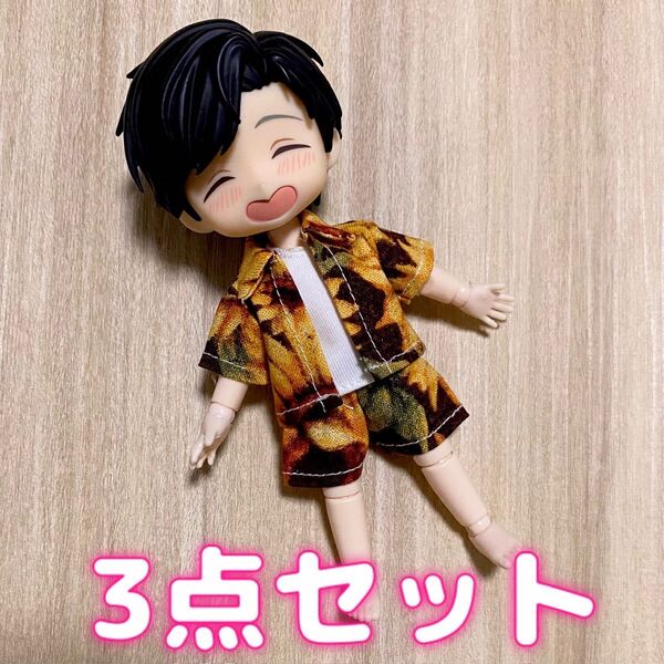 アロハ シャツ パンツ 3点セット 黄 オビツ11 ねんどろいど どーる バービー チェルシー 1/12 ドール 服 インナー 夏