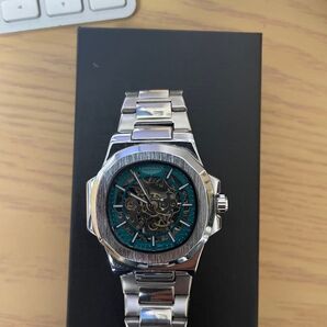 LONG LUX 腕時計 メンズ スケルトン シルバー