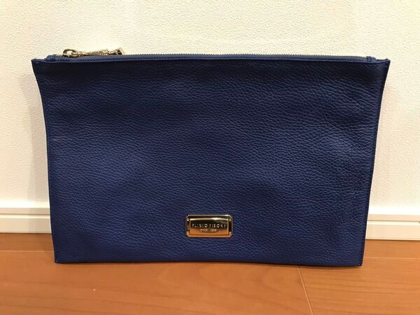定価3.9万!PLINIO VISONA イタリア製 レザー 2WAY 高級クラッチバッグ ショルダーバッグ ブルー ユニセックス