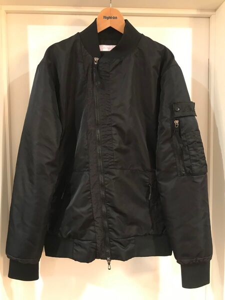 定価2.8万!Kappa カッパ ナイロン ツイル ダウンジャケット ボンバージャケット MA-1 JKT サイズ48 L 黒