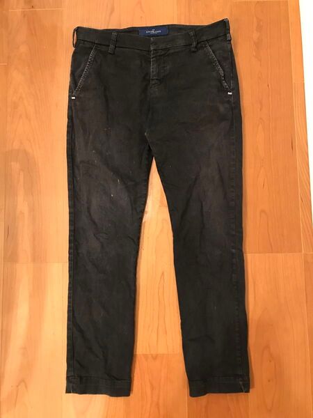 定価3.3万!entre amis アントレアミ ストレッチコットン素材 美シルエット イタリア製高級パンツ サイズ30 ブラック