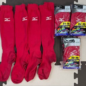 ミズノ 野球用カラーソックス 7足セット 22〜25cm レッド