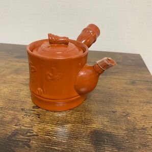 常滑焼 はんだ園 竹モチーフ急須 月風雲山 朱泥急須 煎茶道具 茶道具