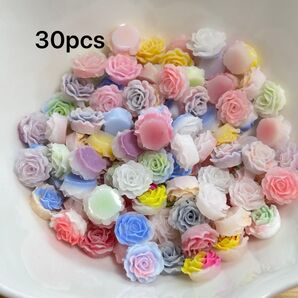 デコパーツ ネイルパーツ ミニバラ カラーmix 30個 プリザーブドフラワー花材