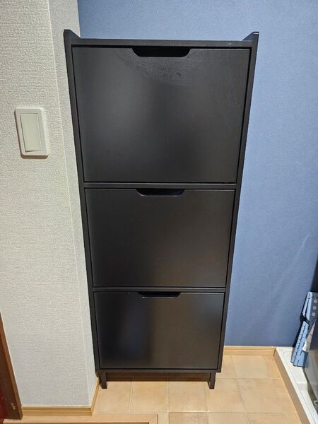 SoBuy シューズボックス 薄型 靴箱 下駄箱 スリム ブラック