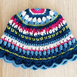 バケットハット カラフル 透かし編み コットン ハンドメイド サマーニット