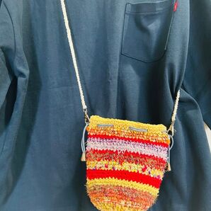 ハンドメイド サコッシュ 巾着バッグ カラフル 個性的