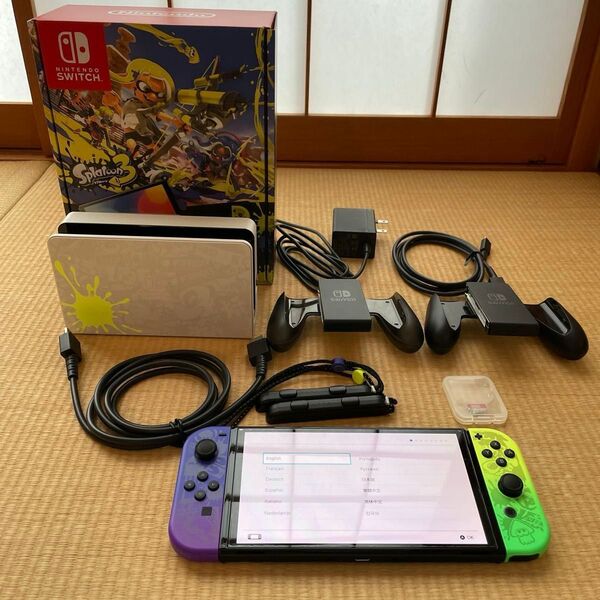 Nintendo Switch 有機ELモデル スプラトゥーン3エディション 充電グリップ+USBケーブル+SDカード128GB付