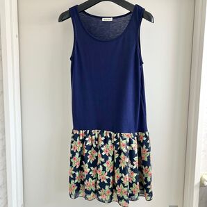 ワンピース ノースリーブ ノースリーブワンピース ネイビー 花柄 レディース