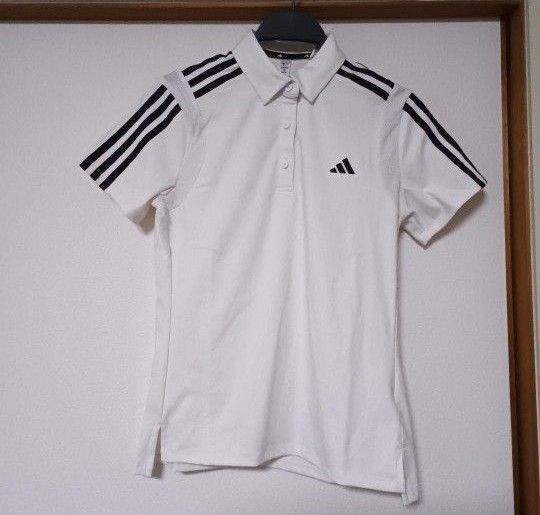 adidas ゴルフ ポロシャツ 吸水速乾 レディース Mサイズ 春夏 半袖ポロシャツ ホワイト ゴルフウェア