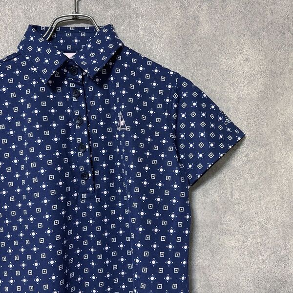 le coq sportif golf ルコック 総柄 半袖 ポロシャツ ロゴ レディース ゴルフ ウェア