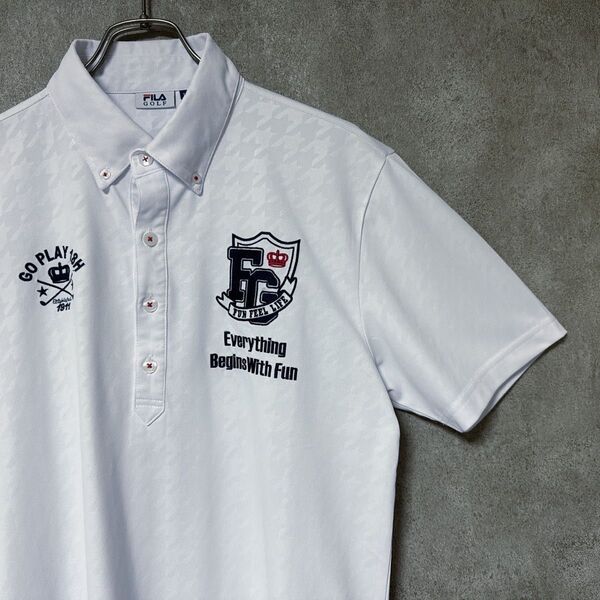 FILA GOLF フィラゴルフ FGロゴ 総柄 半袖 ポロシャツ ゴルフウェア メンズ