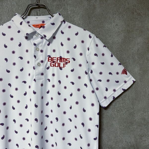 BEAMS GOLF ビームスゴルフ ペイズリー柄 ロゴ 半袖 ポロシャツ 人気 メンズ