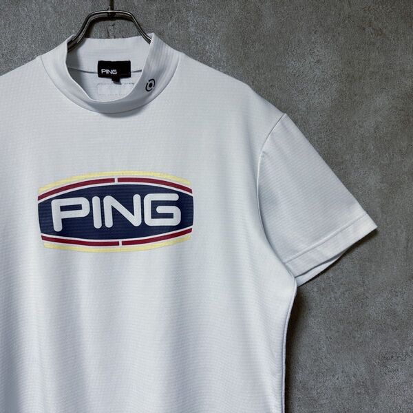 PING ピン ロゴ 半袖 モックネック シャツ ゴルフ ウェア メンズ ロゴ