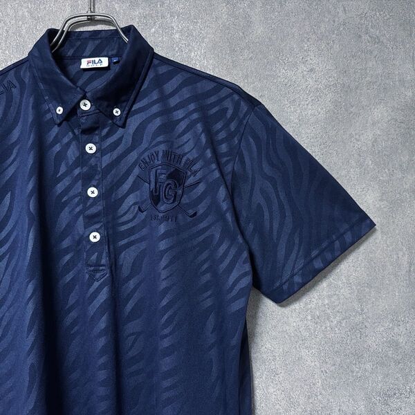 FILA GOLF フィラゴルフ 総柄 半袖 ポリエステル ポロシャツ ウェア メンズ ゴルフ