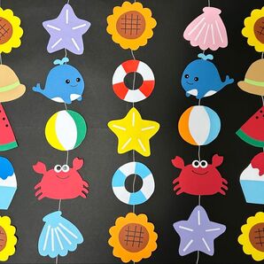 【即買いOK】夏壁面飾り ガーランド 吊るし飾り 7月8月 壁面飾り 保育園 幼稚園 壁面 ガーランド 保育壁面