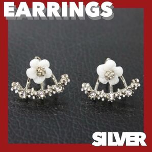 アクセサリー 花柄 可愛い 両耳 ピアス シルバー アレンジ キュート 2way ピアス シンプル おしゃれ レディース