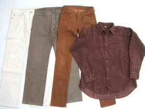 [ bargain ]*UNIQLO/ Uniqlo * casual 4 point set ① corduroy shirt ② skinny jeans ③ Denim pants ④ corduroy pants 