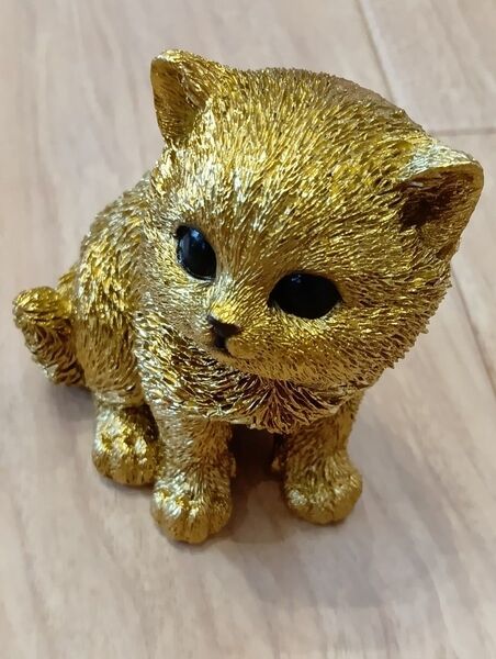 置物 インテリア 陶器 玄関 かわいい 動物 オブジェ フィギュア 猫 ネコ ねこ キャット CAT ゴールド 子猫