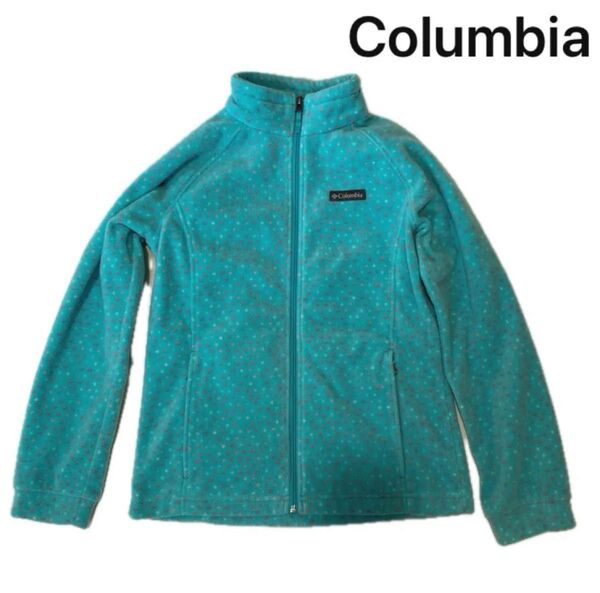 コロンビア フリース ジャケット 登山 スキー スノボ 水玉 ドット 水色 Columbia フリースジャケット フルジップ