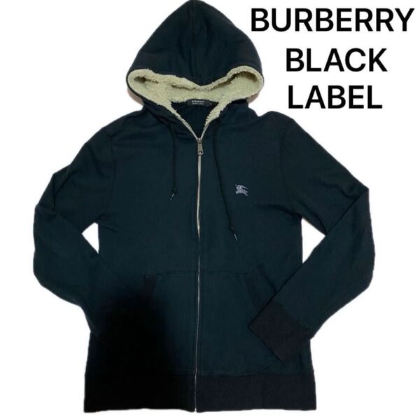 BURBERRY BLACKLABEL バーバリー ブラックレーベル パーカー フード 裏ボア 黒 ブラック ポケット 中国製