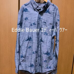 Eddie Bauer エディーバウアー 総柄シャツ 長袖 シャツ M ボタンダウン デニムシャツ