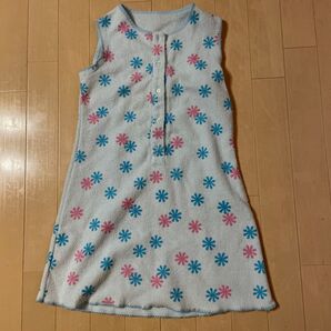 ノースリーブ花柄ワンピース パイル生地 タオル生地 120cm