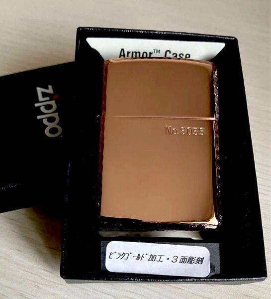限定品 ZIPPO アーマー ジッポー ライター 3面彫刻 アラベスク オイルライター ピンクゴールド ジッポ armor 高級