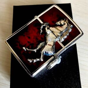 現品限り Zippo ジッポー ライター ウィニング ウィニー ディープレッド シルバープレート 競馬 オイルライター 高級