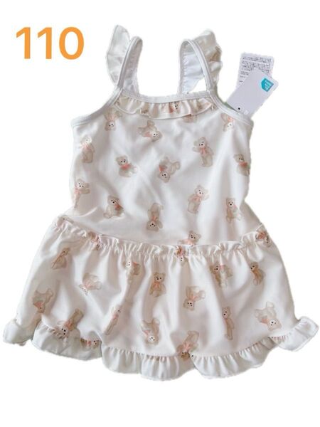 新品 110サイズ女の子用クマさん柄ワンピース水着
