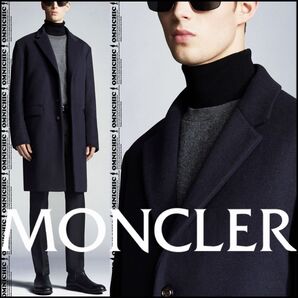 最上級の高級感■国内正規新品38万【MONCLER】モンクレール/伊製ネイビーウールロングチェスターダウンコートジャケット 3