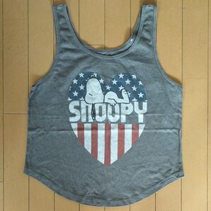 スヌーピー アメリカ国旗 タンクトップ MIGHTY FINE アメカジ古着 XL グレー 5