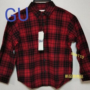 【新品完売品】GU フランネルチェックシャツ(長袖) 110