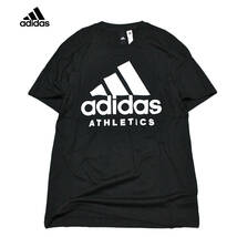 【新品】アディダス アスレティクス 半袖 Tシャツ【49：黒】O adidas 3本ライン ビッグロゴ トレーニング ジム 自宅 家_画像1