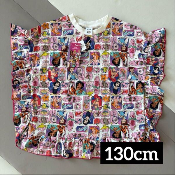 130 しまむら リトシー littc リンクアット link@ ディズニー プリンセス ピンク Tシャツ スクエアT トップス